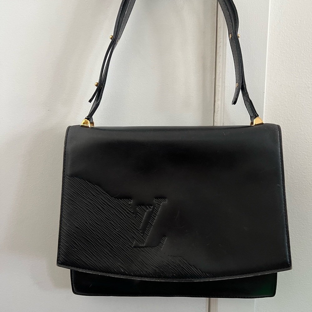 Louis Vuitton Black Leather Flap Bag